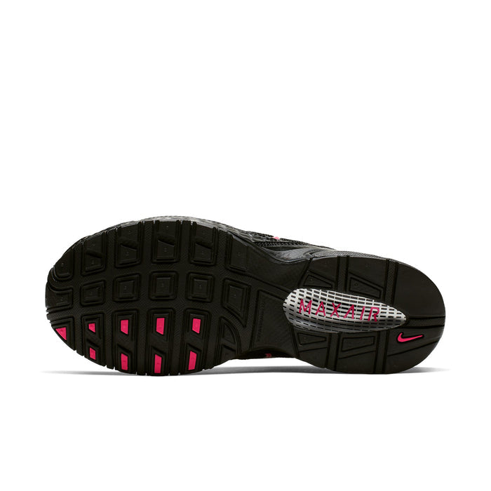 Women's black outsole with pink traction blocks and Air Max heel logo