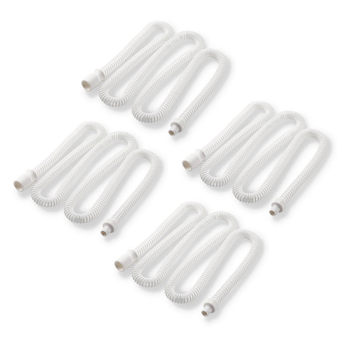 Set of four white CPAP Tubing on a white background