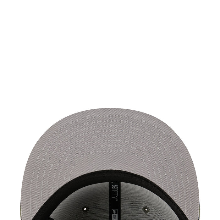 Light gray baseball cap with textured pattern and black underside at brim