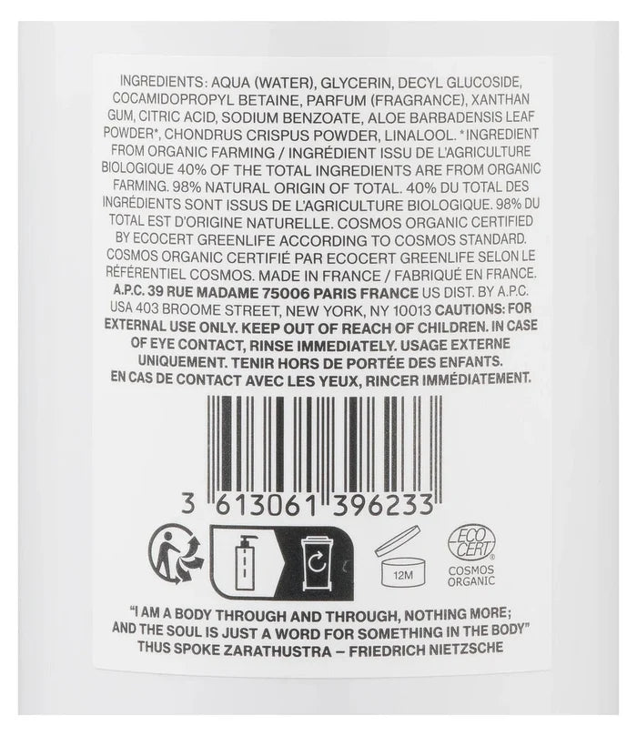 A.P.C. - Gel douche - Cosmos Organic - Accessoires - COSMO-M83006
