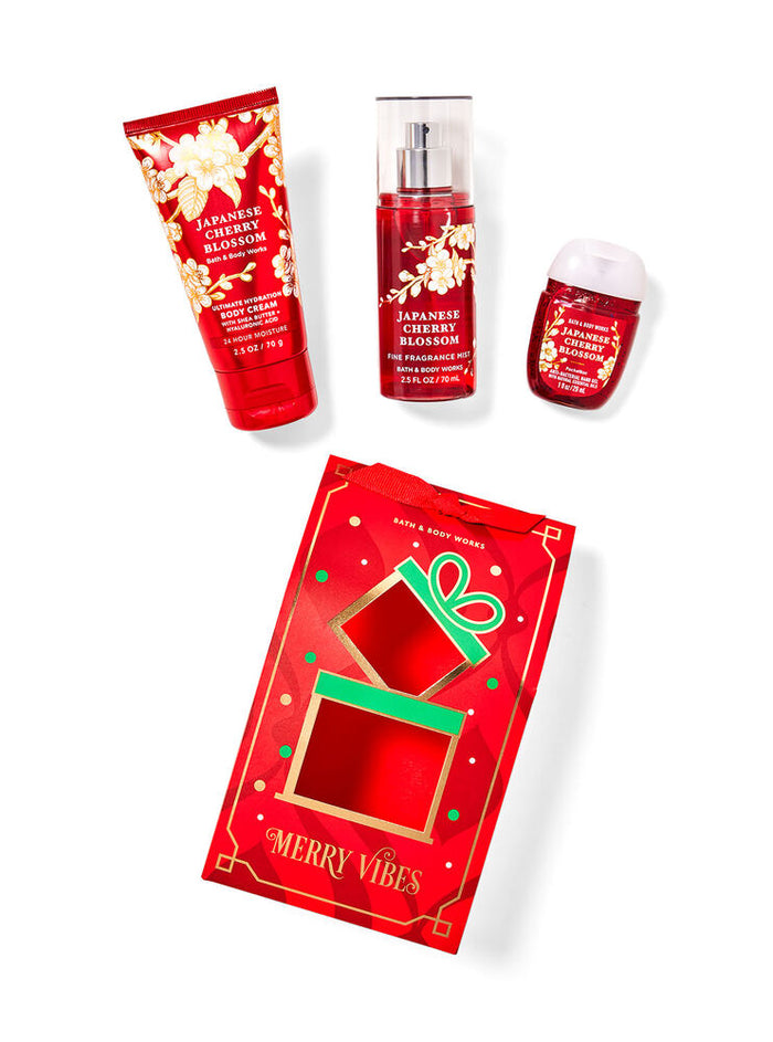 BATH AND BODY WORKS Japanes Cherry Blossom Merry Vibes Mini Gift Bag Set
