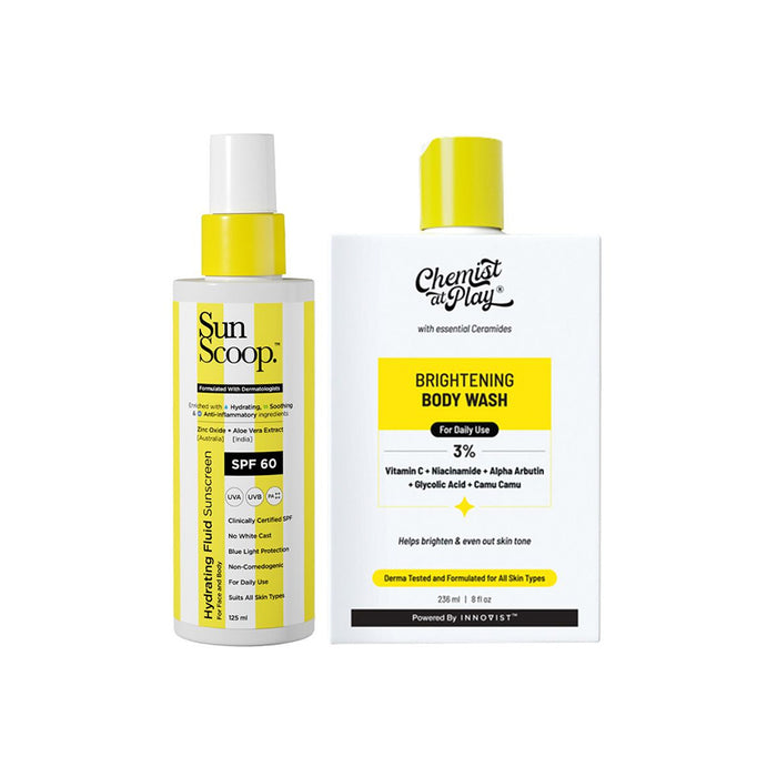 Brighten & Protect Body Duo with Hydrating Fluid Sunscreen - 125 ml & Brightening Body Wash - 236 ml