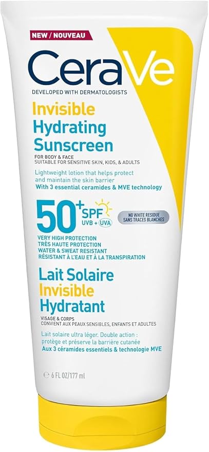 Cerave Invisible Hydrating Sunscreen Spf50 Body & Face 177ml - 177ml