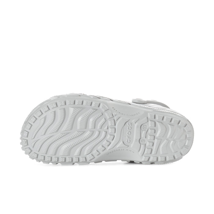 Men's white clog outsole with deep tread pattern for traction