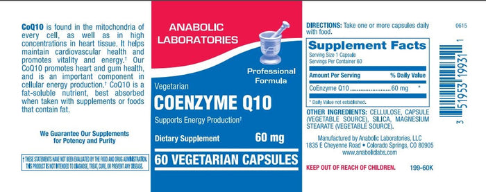 CoQ10, 60 mg CAP 30 count by Anabolic Labs