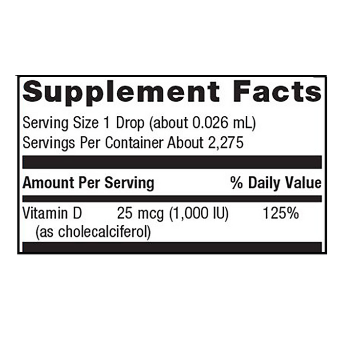 D3 Liquid by Metagenics Ingredients Label