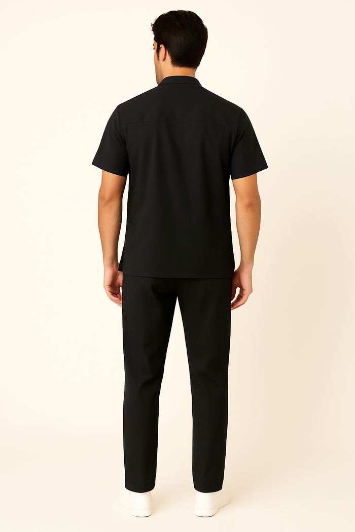 ELITE 6 POCKET MANDARIN (BLACK) MEN SCRUB