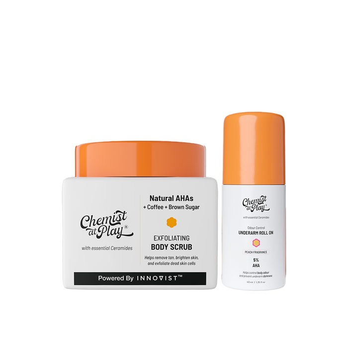 Exfoliate Perfectly! | Exfoliating Body Scrub - 75 gm & Aqua Underarm Roll On - 40 ml