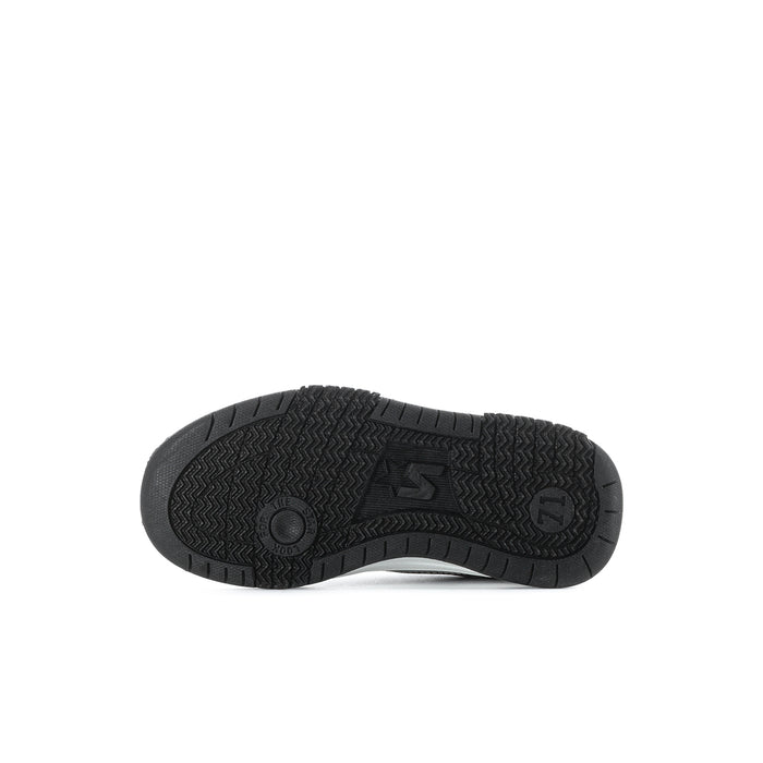 Kids sneaker outsole with textured tread pattern in dark gray