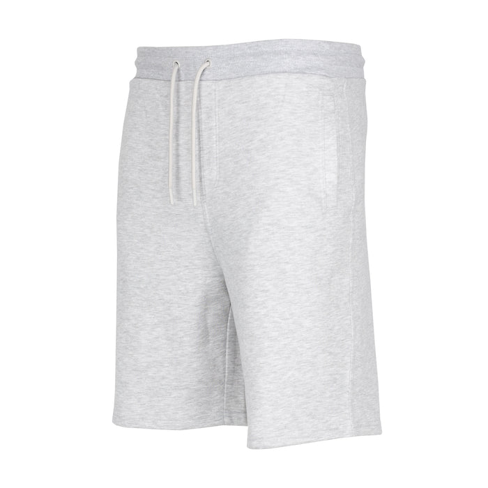 Men's French terry shorts, grey heather, drawstring waist back view