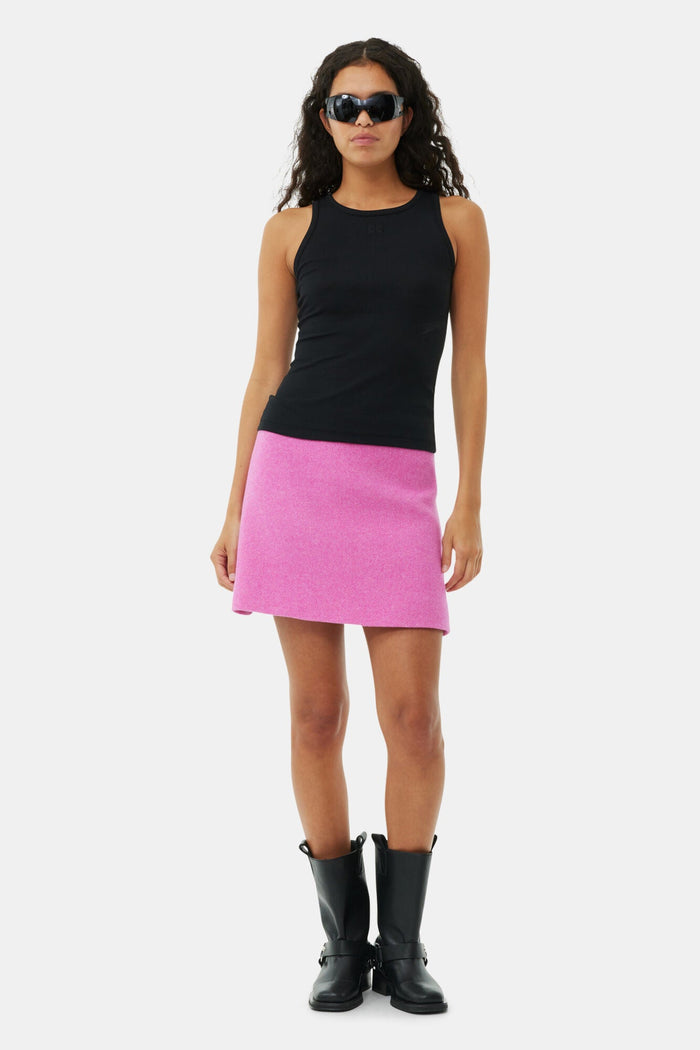 Ganni – Soft Cotton Rib Tank Top – Black - Tops - GANNI-T3898-099-S