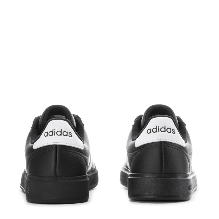 Women's adidas Grand Court 2.0 black sneakers with white heel tab and Adidas logo