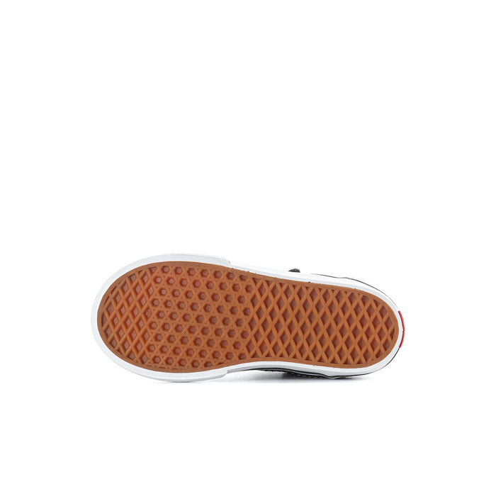 Toddler half-calf sneaker outsole view with textured rubber tread and white edge trim
