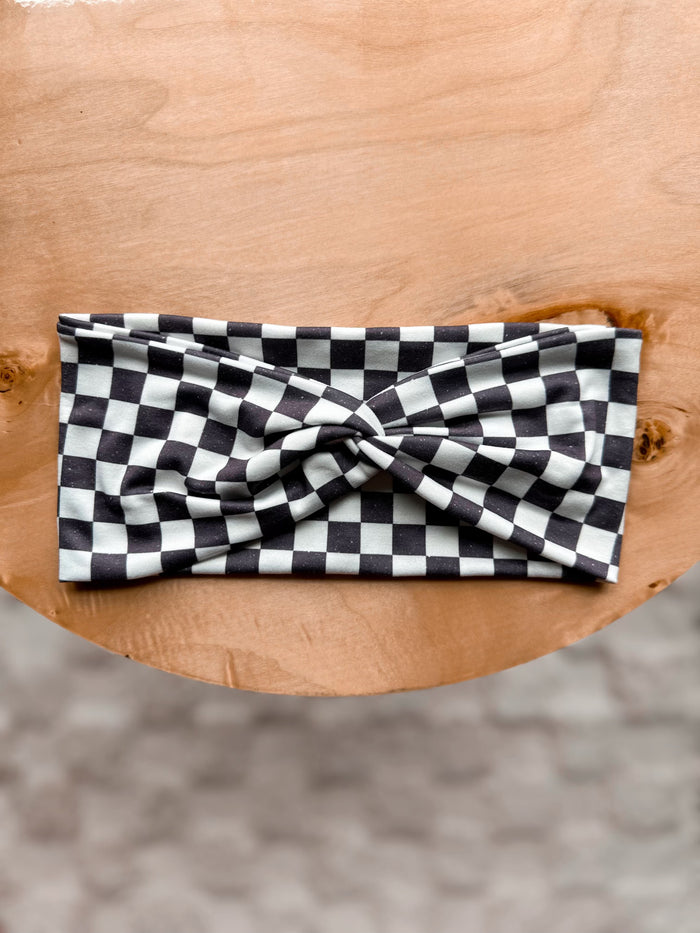 Twistband - Distressed Black Checker