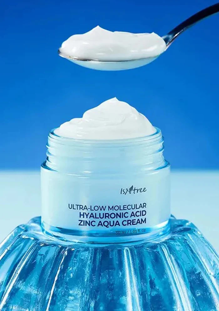 ISNTREE ULTRA-LOW MOLECULAR HYALURONIC ACID ZINC AQUA CREAM كريم الهايلرونك اسد والزنك من ازنتري