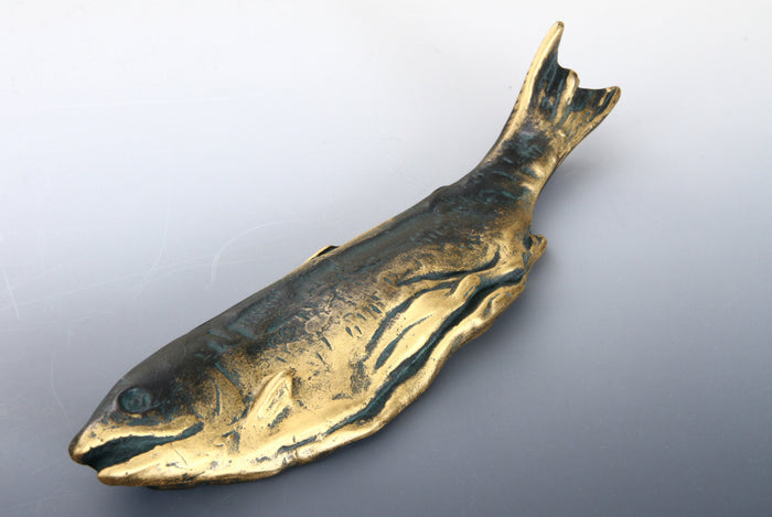 Kitamura Seibo Bronze Salmon Paperweight - Showa Era Japanese Art