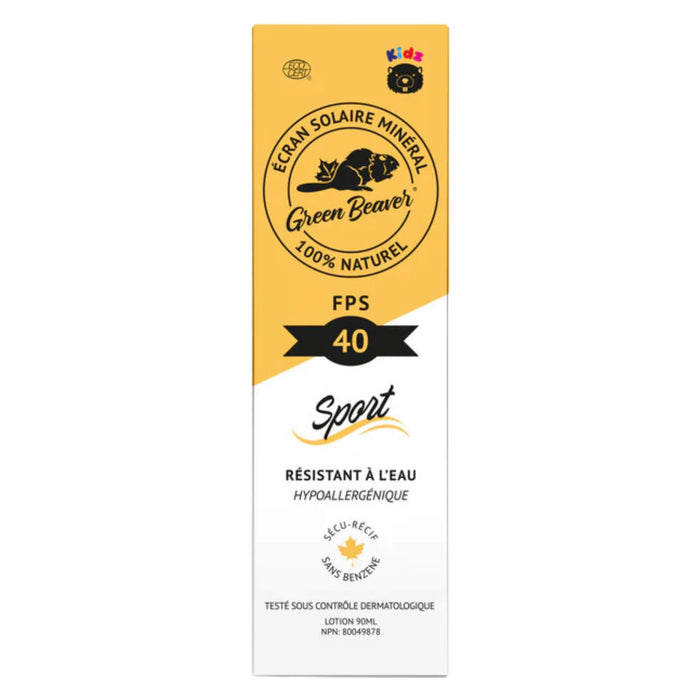 Box of Green Beaver Natural Mineral Sunscreen Kid's Lotion (SPF 40) Sport 3oz