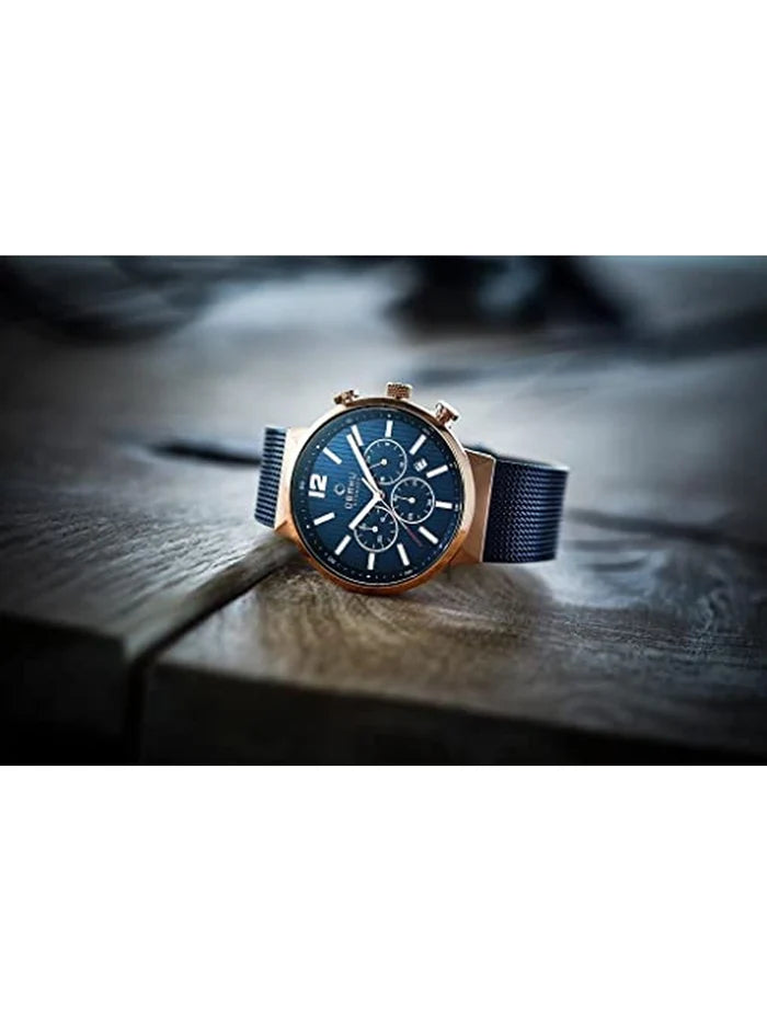 Obaku Round Blue Dial Analog Watch With Metal Strap - V196GUVLML