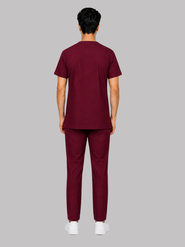 ONYX 4 POCKET V NECK MEN (MAROON) SCRUB