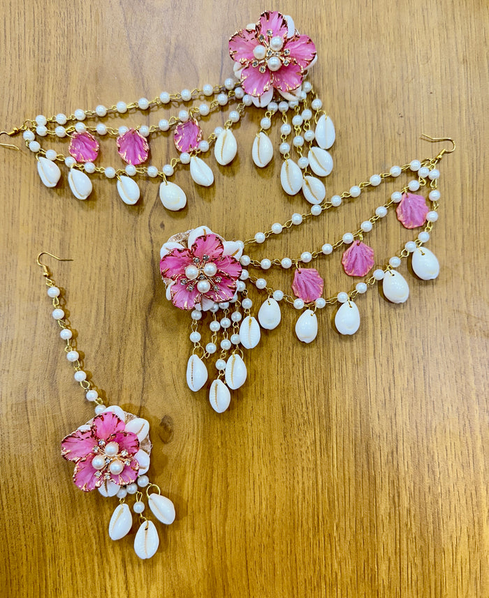 Pink Shells Earring Tikka Set ET001