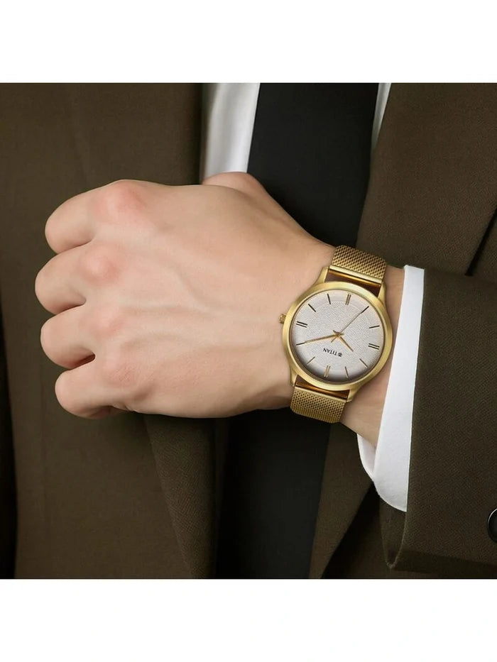 Titan Karishma Round White Dial Analog Watch - NU1825YM11