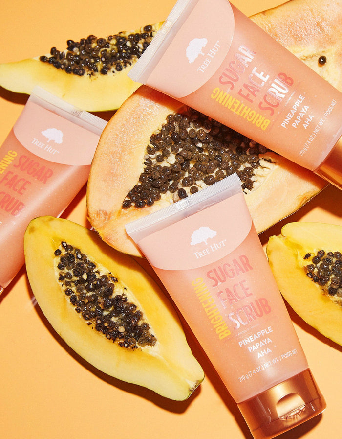TREE HUT Brightening Sugar Face Scrub Pineapple Papaya AHA سكراب البشرة الاناناس