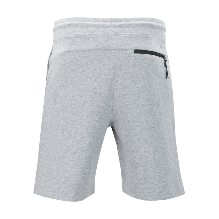 Men's heather grey knit shorts with zip pocket detail
