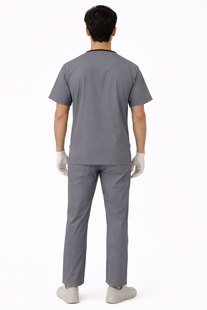TSM ELITE 6 POCKET V NECK (GREY) MENS SCRUB