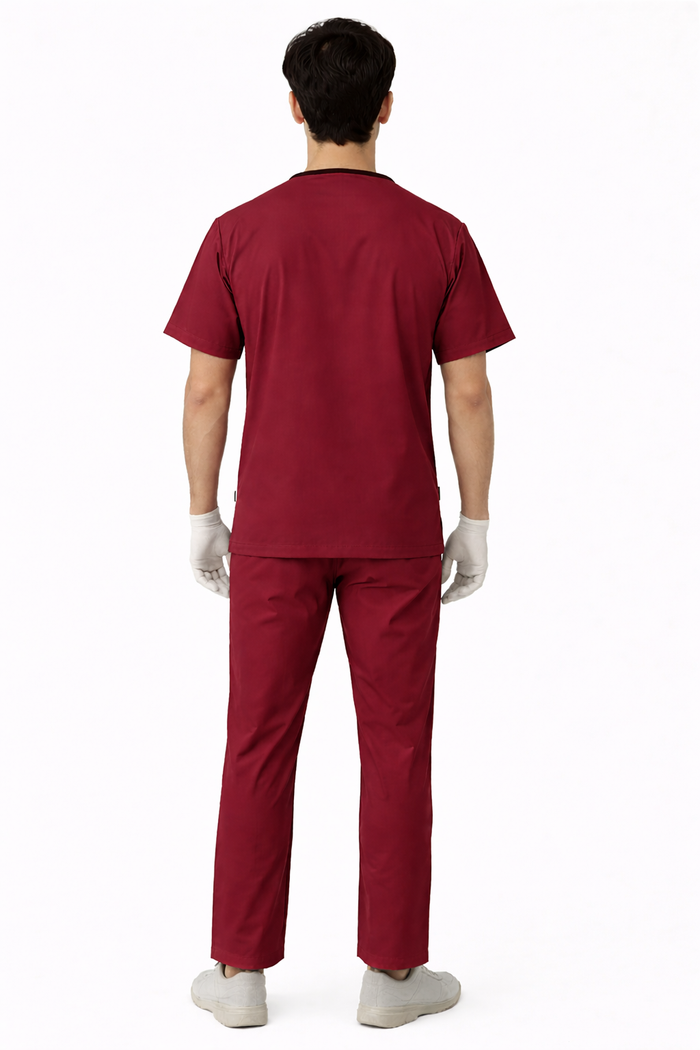 TSM ELITE 6 POCKET V NECK (MAROON) MENS SCRUB