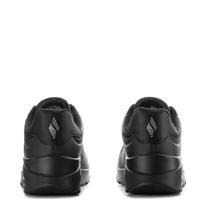 Women's black SKECHERS lace-up sneakers, rear heel with logo detail