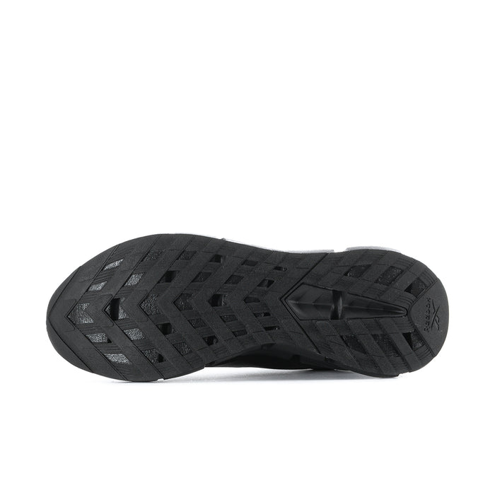 Men's black outsole tread, geometric pattern with traction grooves