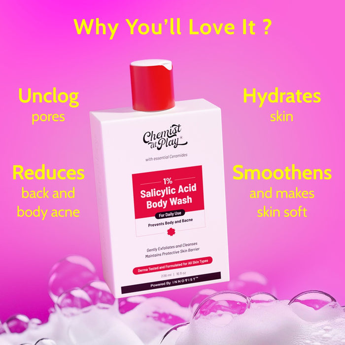 1% Salicylic Acid Body Wash with Lactic Acid | for Acne Control - 236 ml