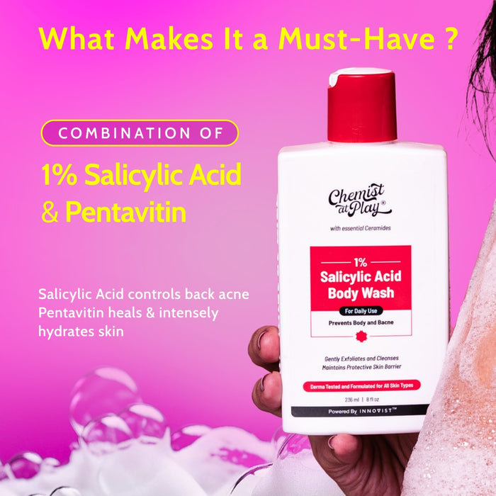 1% Salicylic Acid Body Wash with Lactic Acid | for Acne Control - 236 ml