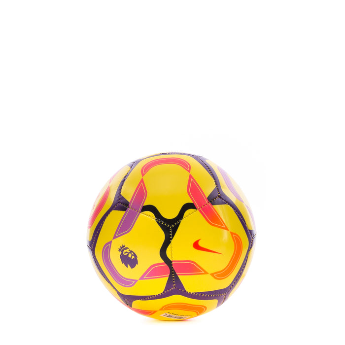 Nike Premier League mini ball, yellow face with purple panels and crimson accents