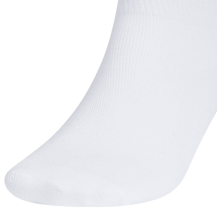 White knit high-quarter sock with ribbed cuff and seamless smooth leg