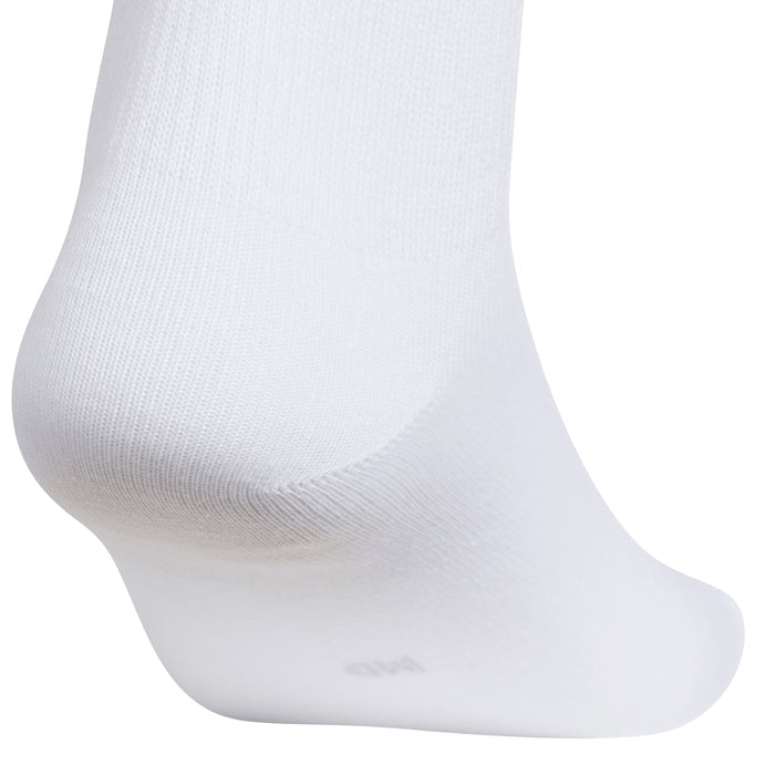 White high-quarter sock with ribbed knit texture and reinforced toe