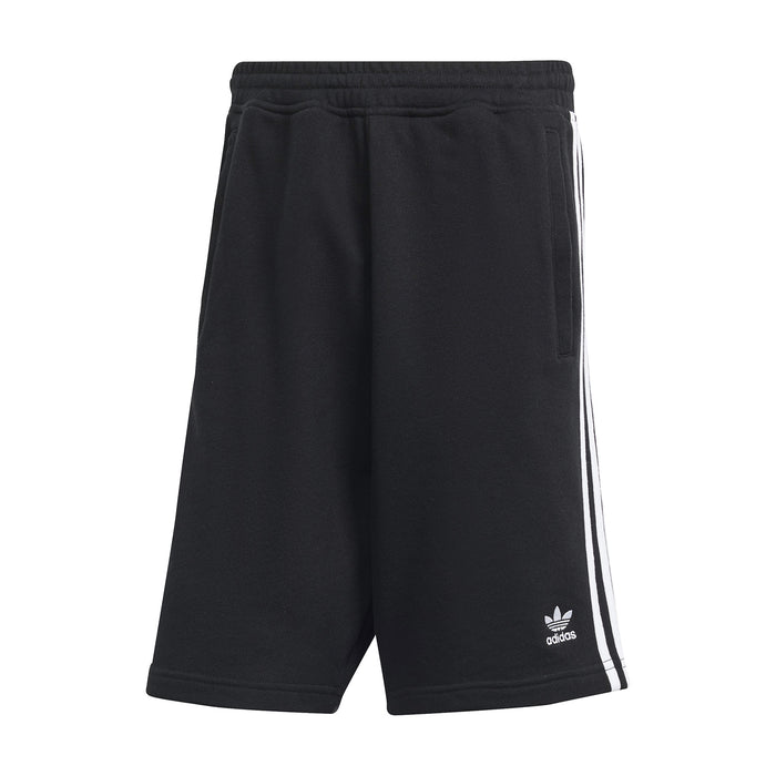 Men's black adidas 3-Stripe shorts with three white side stripes