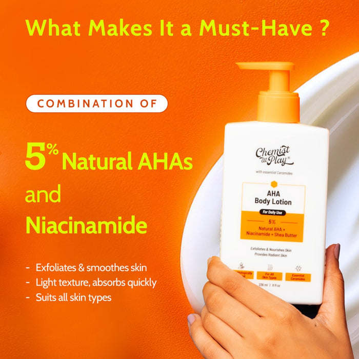 5% AHA Body Lotion with Niacinamide for Smooth and Hydrated Skin - 236 ml | Pack of 2