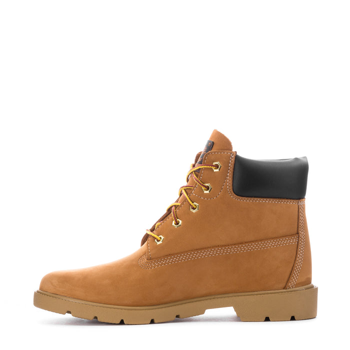 Youth 6-inch wheat nubuck lace-up boot with black side collar and lug sole