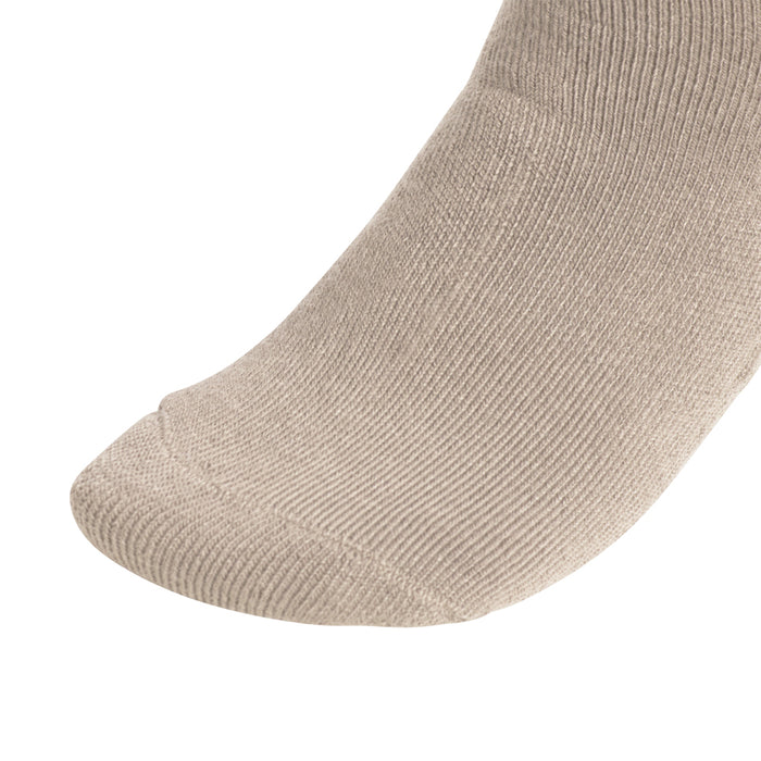 Kids crew socks in heather beige knit, single pair with ribbed cuff