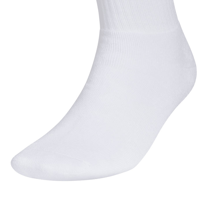 White quarter crew sock with smooth knit and reinforced toe