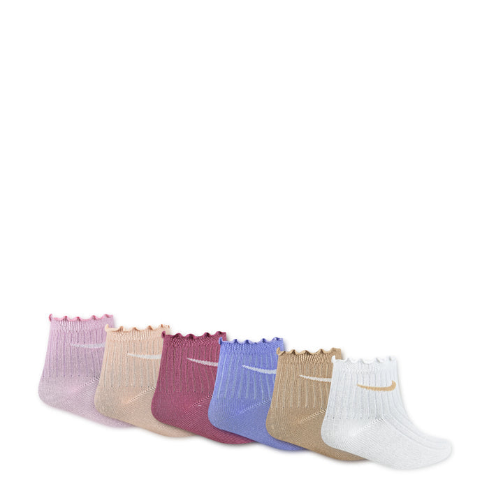 Lettuce-welt ankle socks 6-pack in pastel mix: pink beige maroon blue tan white, Nike
