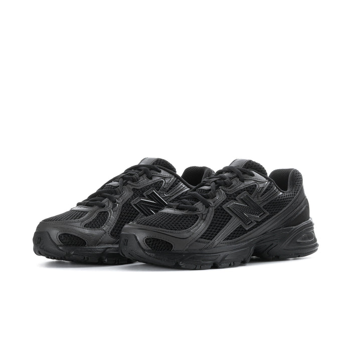 Black and dark gray lace-up running sneakers with chunky rubber sole