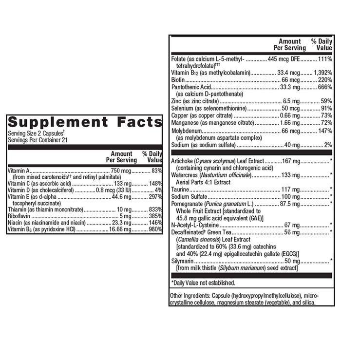 AdvaClear  42 Capsules by Metagenics Ingredients Label
