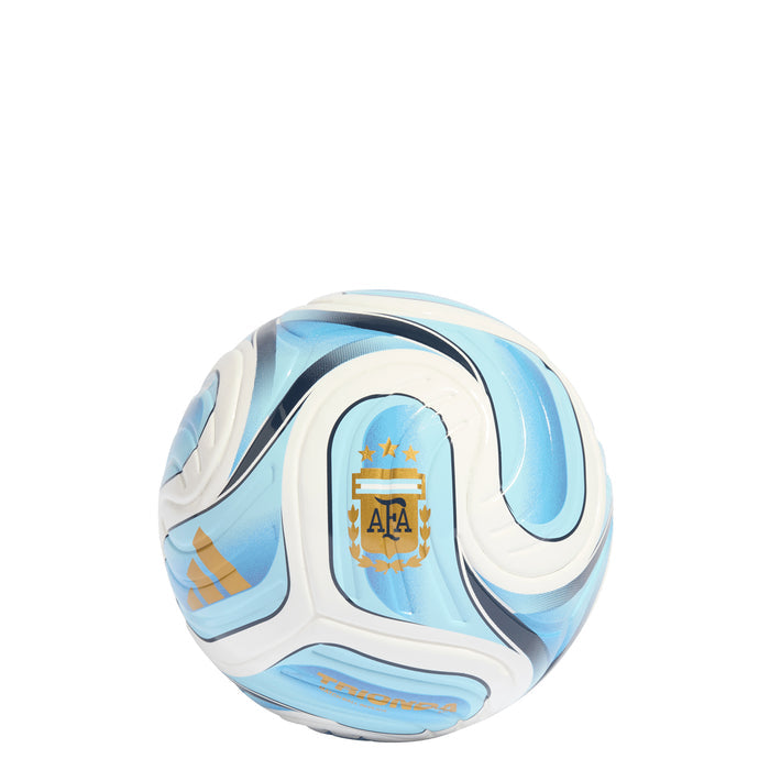 Light blue and white mini football with AFA crest panel and gold details