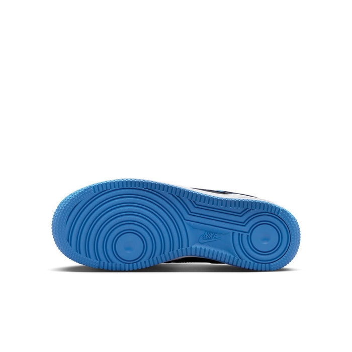 Nike Air Force 1 outsole view in blue with circular traction pattern