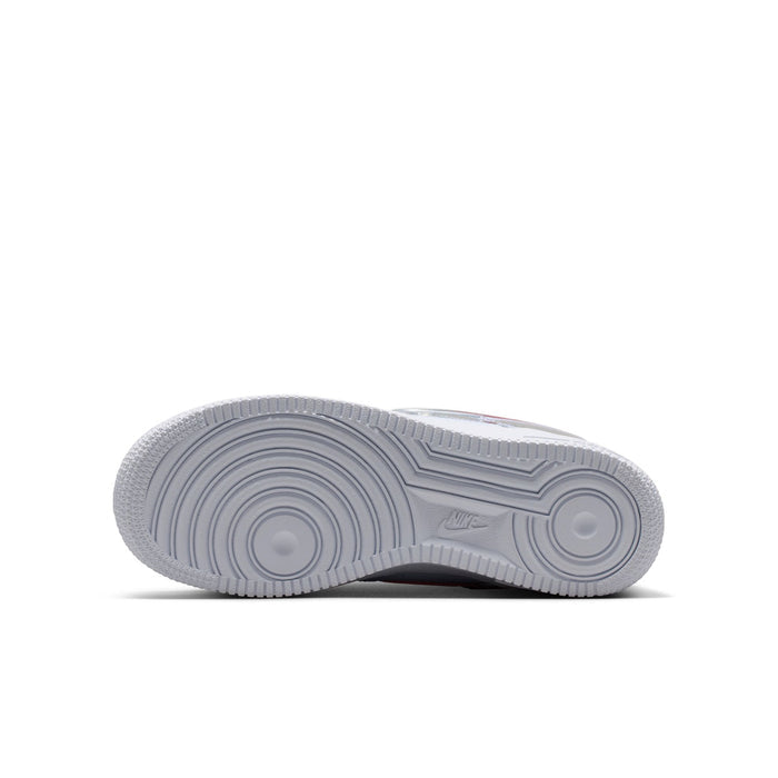 Youth sneaker outsole with textured tread and light gray rubber