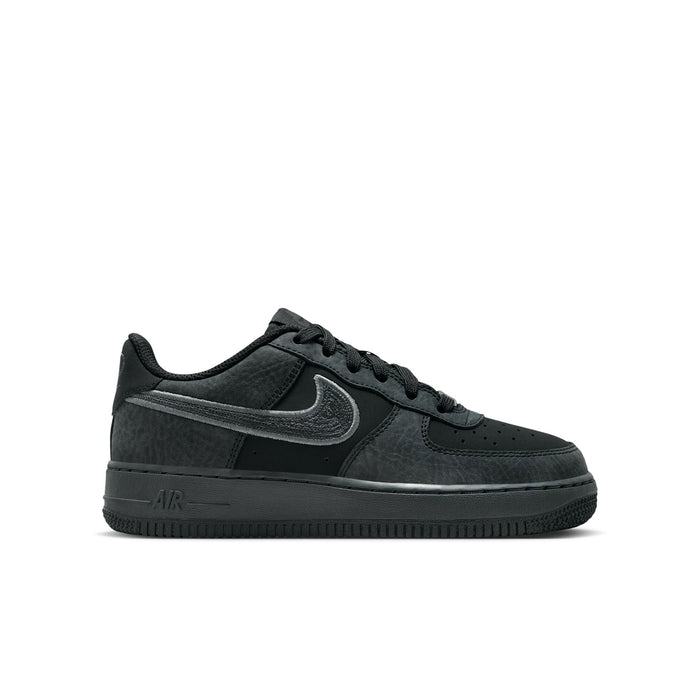 Air Force 1 LV8 youth sneakers in dark charcoal leather, lace-up low-top