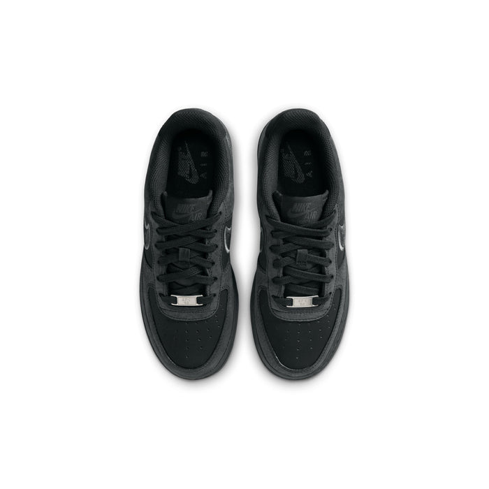 Air Force 1 LV8 youth sneakers, dark charcoal uppers and lace-up front view