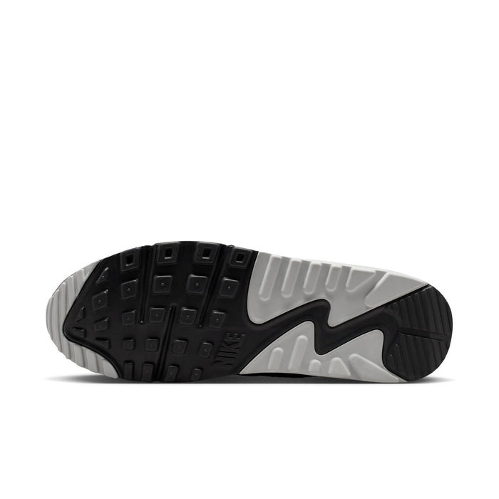 Men's Nike Air Max 90 outsole, black and gray tread with white Nike logo